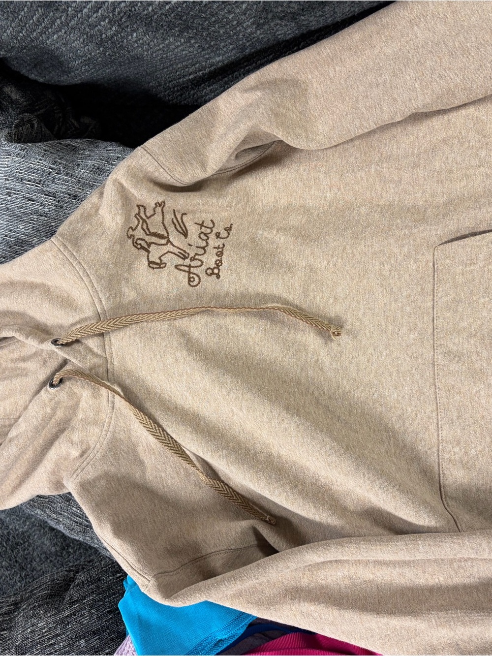 Ariat Beige/Tan Hooded Pullover with Embroidered Logo